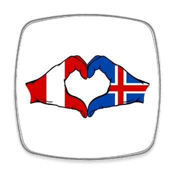 Peru Island Flagge Hände Herzform - Viereckiger Kühlschrankmagnet - Weiß - Vorne