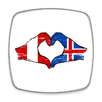 Peru Island Flagge Hände Herzform used - Viereckiger Kühlschrankmagnet - Weiß - Vorne
