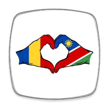 Romania Namibia flag hands heart shape - Square fridge magnet - white - Front