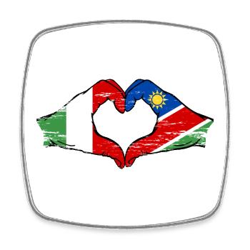 Italy Namibia Flag Hands Heart Shape Used - Square fridge magnet - white - Front