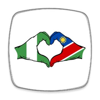 Nigeria Namibia Flag Hands Heart Shape - Square fridge magnet - white - Front
