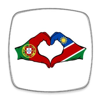 Portugal Namibia Flag Heart - Square fridge magnet - white - Front