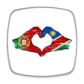 Portugal Namibia Flag Heart used - Square fridge magnet - white - Front