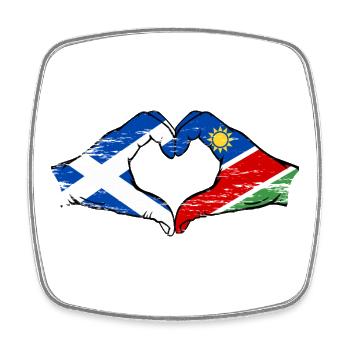 Scotland Namibia Flag Hands Heart Shape used - Square fridge magnet - white - Front