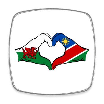 Wales Namibia Flag Hands Heart Shape - Square fridge magnet - white - Front