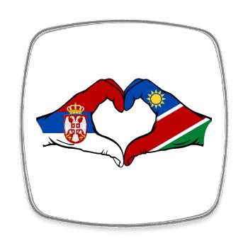 Serbie Namibie Drapeau Coeur - Magnet carré - blanc - Devant