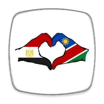 Ägypten_Namibia_Flagge_Haende_Herzform - Viereckiger Kühlschrankmagnet - Weiß - Vorne