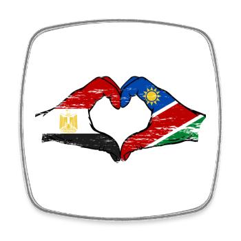 Drapeau de l’Égypte Namibie Mains Forme de cœur utilisée - Magnet carré - blanc - Devant
