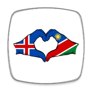Island_Namibia_Flagge_Hände_Herzform - Magnet carré - blanc - Devant