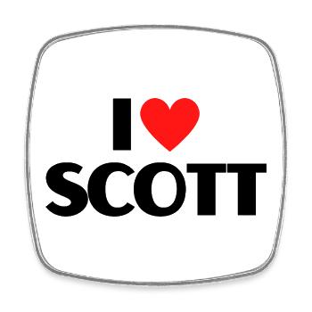 I love Scott Red Heart Love Fan Gift - Square fridge magnet - white - Front