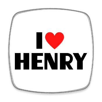 I love Henry Rotes Herz Liebe Fan Geschenk - Viereckiger Kühlschrankmagnet - Weiß - Vorne