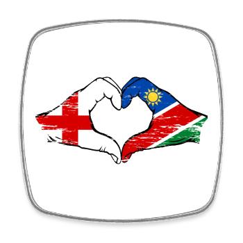 Drapeau de l’Angleterre Namibie Mains Cœur - Magnet carré - blanc - Devant