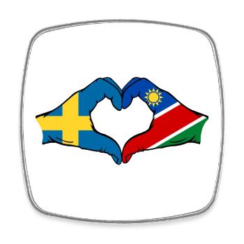 Schweden_Namibia_Flagge_Haende_Herzform - Square fridge magnet - white - Front