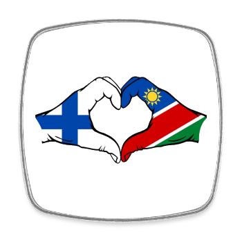 Finnland_Namibia_Flagge_Haende_Herzform - Viereckiger Kühlschrankmagnet - Weiß - Vorne