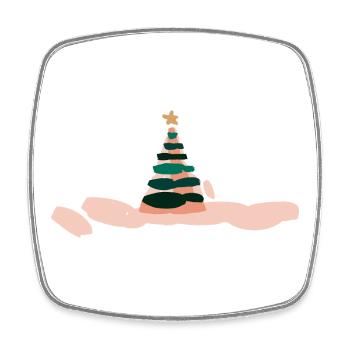 Superbe illustration d'arbre de Noël - Magnet carré - blanc - Devant