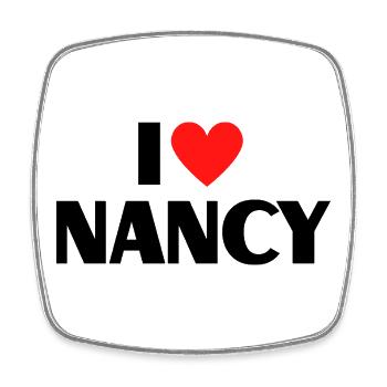 I love Nancy Rotes Herz Liebe Fan Geschenk - Viereckiger Kühlschrankmagnet - Weiß - Vorne