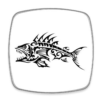 Fish Tribal Bones - Square fridge magnet - white - Front