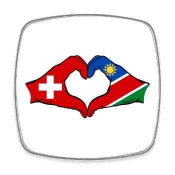 Switzerland Namibia flag hands heart shape - Square fridge magnet - white - Front