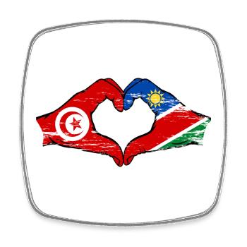 Tunisia Namibia Flag Hands Heart Shape Used - Square fridge magnet - white - Front