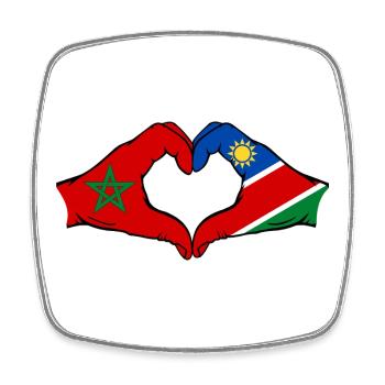 Morocco Namibia Flag Hands Heart Shape - Square fridge magnet - white - Front
