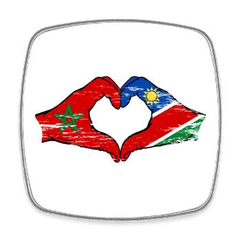 Marokko Namibia Flagge Hände Herzform - Viereckiger Kühlschrankmagnet - Weiß - Vorne