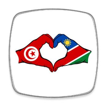 Tunisia Namibia Flag Hands Heart Shape Used - Square fridge magnet - white - Front