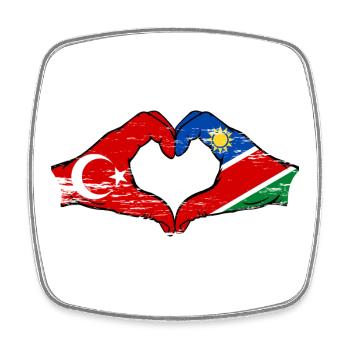 Drapeau de la Turquie et de la Namibie, forme de cœur, utilisé - Magnet carré - blanc - Devant