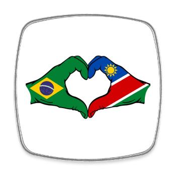 Brasilien Palästina Flagge Hände Herzform - Viereckiger Kühlschrankmagnet - Weiß - Vorne