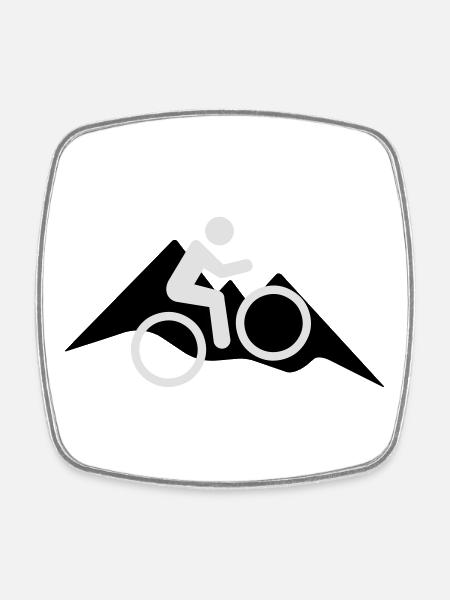 MTB / Mountain Bike / Bike / Mountains - Square fridge magnet - white