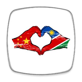 China Namibia Flag Hands Heart Shape - Square fridge magnet - white - Front