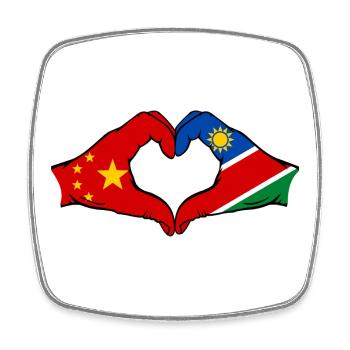 China Namibia Flagge Hände Herzform - Viereckiger Kühlschrankmagnet - Weiß - Vorne
