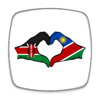 Kenya Namibia Flag Hands Heart Shape - Square fridge magnet - white - Front