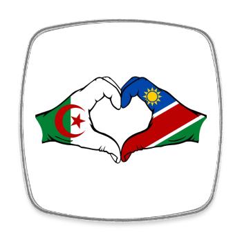 Algeria Namibia Flag Hands Heart Shape - Square fridge magnet - white - Front