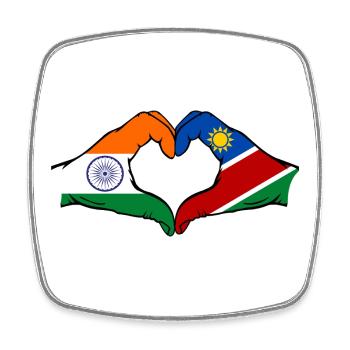India Namibia Flag Hands Heart Shape - Square fridge magnet - white - Front