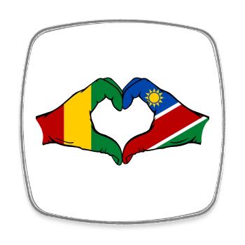 Guiena Namibie drapeau mains forme coeur - Magnet carré - blanc - Devant