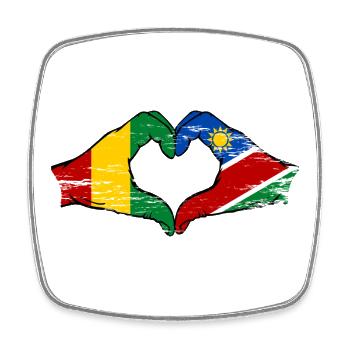 Guiena Namibia Flag Hands Heart Shape Used - Square fridge magnet - white - Front