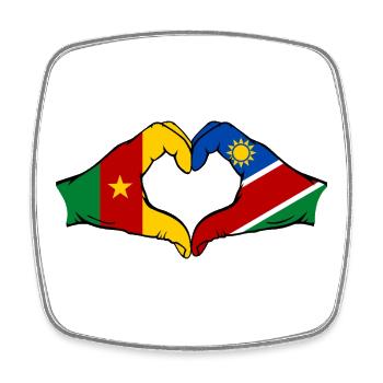 Kemerun, Namibie, Drapeau, Mains, Forme De Coeur - Magnet carré - blanc - Devant