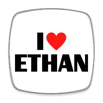 I love Ethan Rotes Herz Liebe Fan Geschenk - Viereckiger Kühlschrankmagnet - Weiß - Vorne