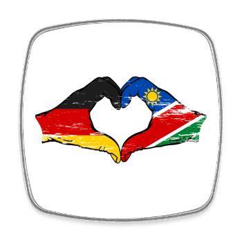 Drapeau de l'Allemagne et de la Namibie, forme de cœur, utilisé - Magnet carré - blanc - Devant