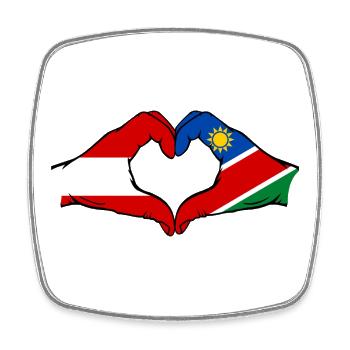 Austria Namibia Flag Hands Heart Shape - Square fridge magnet - white - Front