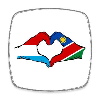 Luxembourg Namibia flag hands heart shape - Square fridge magnet - white - Front