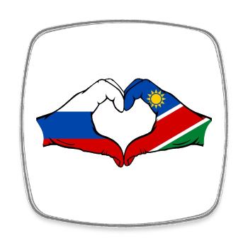 Russland Namibia Flagge Hände Herzform - Viereckiger Kühlschrankmagnet - Weiß - Vorne