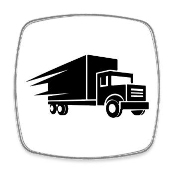 Icône du camion de transport - Magnet carré - blanc - Devant