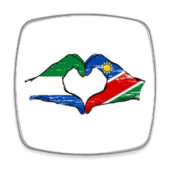 Sierra_Leone_Namibia_Flagge_Haende_Herzform_use - Viereckiger Kühlschrankmagnet - Weiß - Vorne