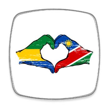 Gabon Namibia Flag Hands Heart Shape Used - Square fridge magnet - white - Front