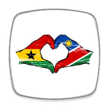 Ghana Namibia Flag Hands Heart Shape Used - Square fridge magnet - white - Front
