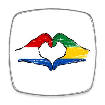 Holland Gabon flag hands heart shape used - Square fridge magnet - white - Front