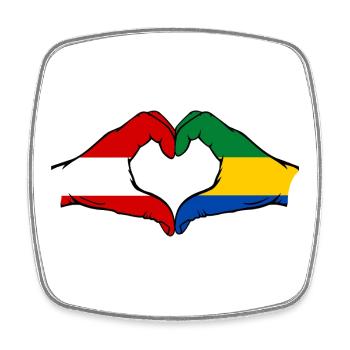 Austria Gabon Flag Hands Heart Shape Used - Square fridge magnet - white - Front