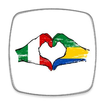 Italy Gabon Flag Hands Heart Shape Used - Square fridge magnet - white - Front