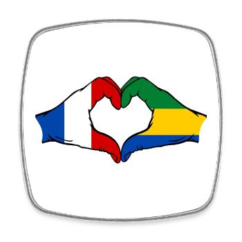 France Gabon Flag Hands Heart Shape - Square fridge magnet - white - Front